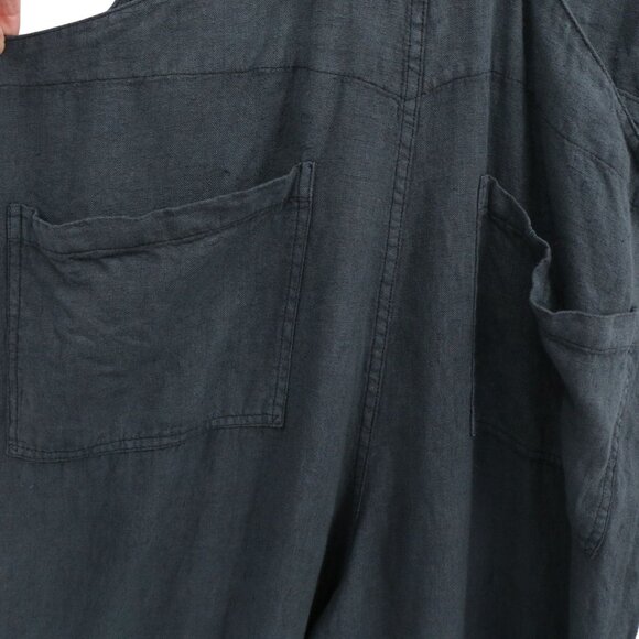 New Cynthia Ashby Linen Blue Wide Leg Overalls Small - Picture 6 of 9